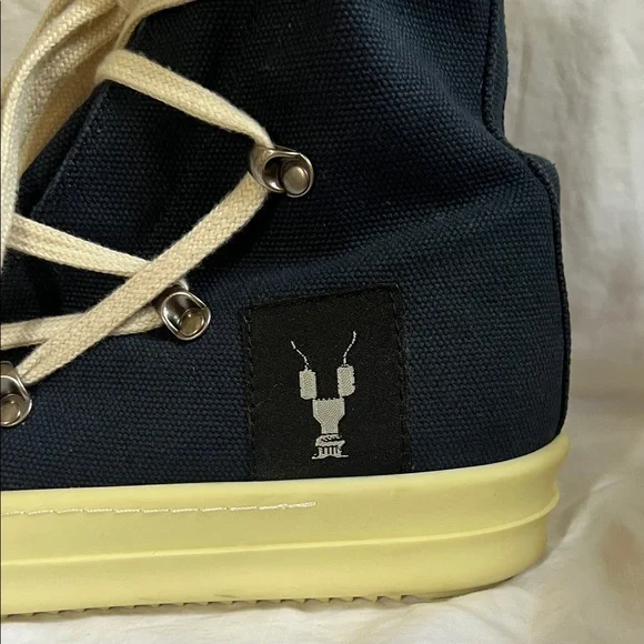 Rick Owens Navy and Cream High-Top Sneakers
